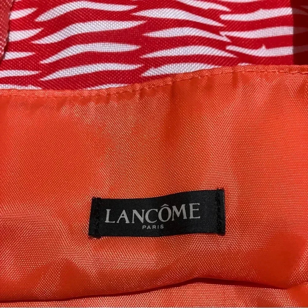 Lancome (Paris) Large Tote Bag Coral Blue Flower Floral Beach Boho Coastal - Picture 5 of 6